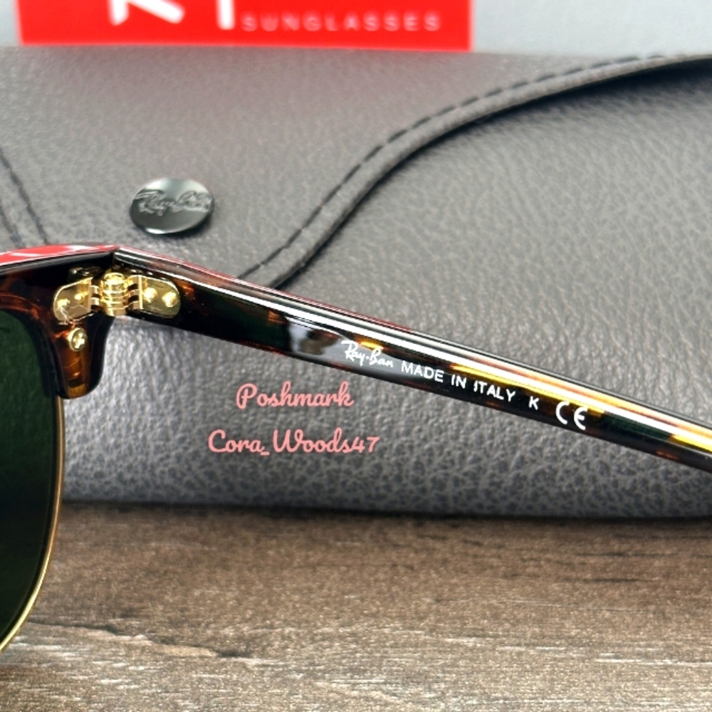 RayBan Clubmaster Green Lenses RB3016 Tortoise Frame Unisex New - Picture 9 of 16